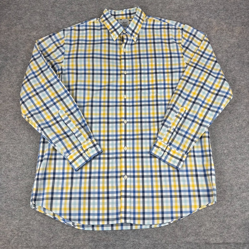 LL Bean Traditional Fit Button Down Shirt Long Sleeve Plaid Mens Large L